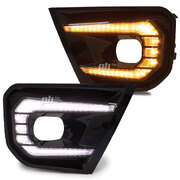 Fog Light Surrounds Gloss BLACK With DRL PAIR fits Ford Ranger Next Gen T9 2022- Wildtrak