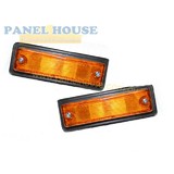 Indicator Guard Repeaters Light Flasher PAIR Black Nissan Datsun 1200 Ute 78-85