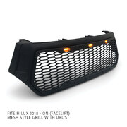 Grill Black Mesh DRL Style Fits Toyota Hilux N80 SR SR5 Rogue TRD 2018-2020